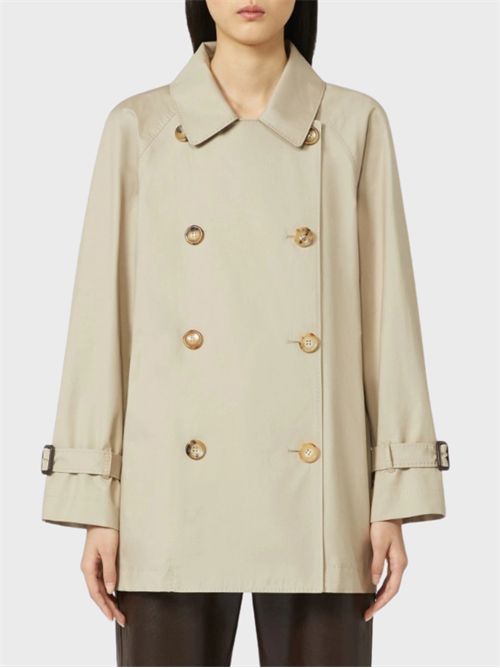 Short double-breasted trench coat in water-repellent twill with logo belt MAX MARA THE CUBE | 2619021114600013